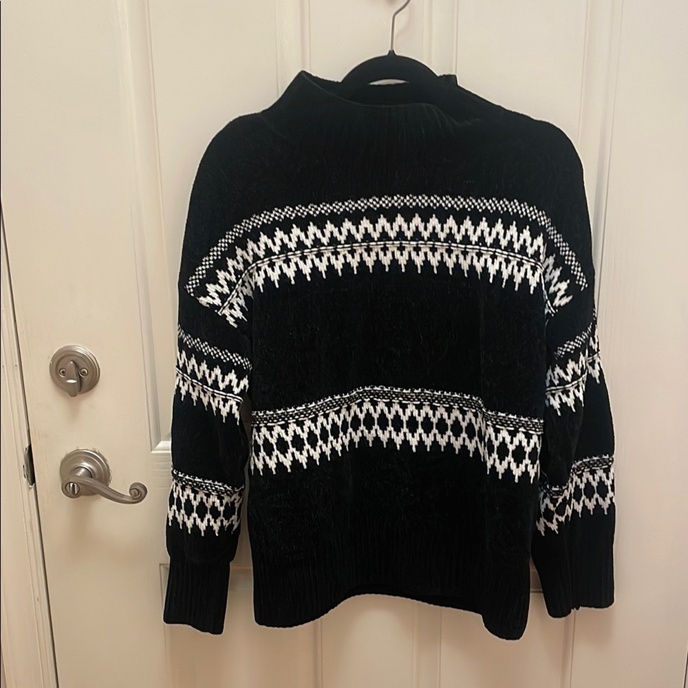 Christian Siriano Black and White Cowl Neck Sweater